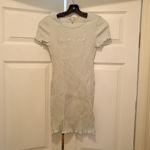 Light blue ribbed mini dress dream, believe, achieve
